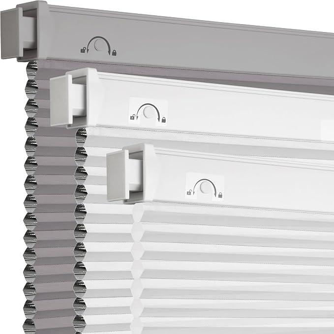 Grandekor No Drill No Tools Cordless Cellular Shades, 27.5" W x 64" H, Light by Grandekor