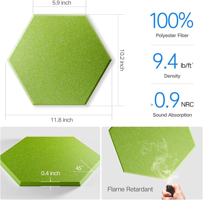 22 Pack Self-adhesive Acoustic Panels 12" X 10" X 0.4" - Image 3