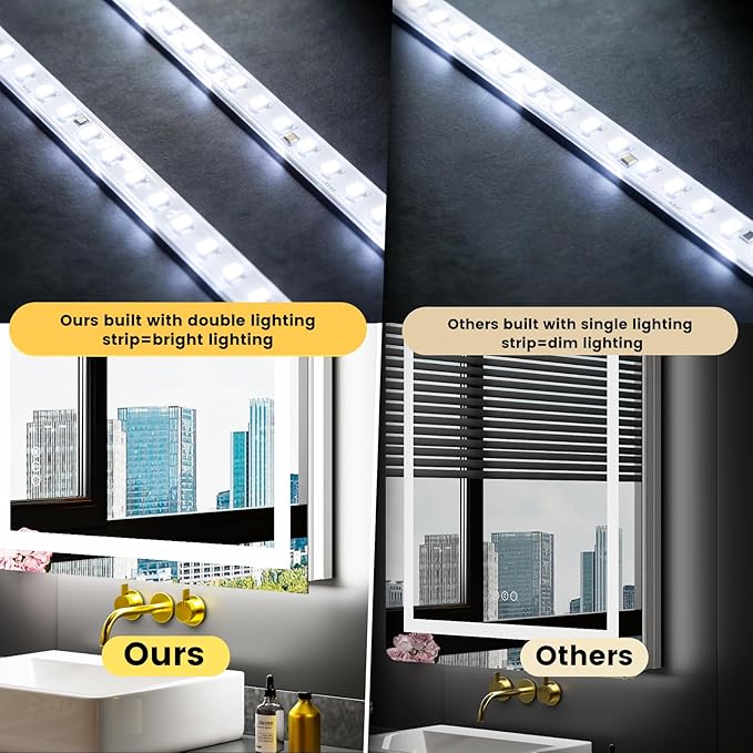 LOAAO 40"X36" LED Bathroom Mirror - Image 2