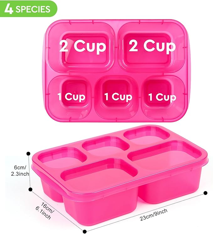 Bento Box Adult - Snack Box Containers 4 Pack, 5 Compartment Lunchables Containers for Adults, Meal Prep Container Reusable for Travel (Colorful)