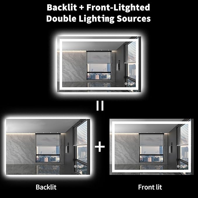 LOAAO 48X32 LED Bathroom Mirror - Image 5