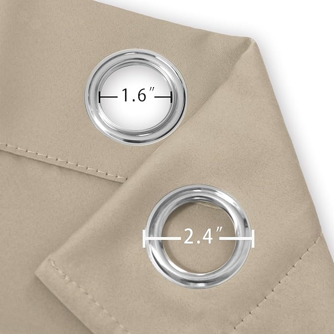 LEMOMO Khaki Blackout Curtains/38 x 54 Inch/Set of Two Panels Grommet Living - Image 5