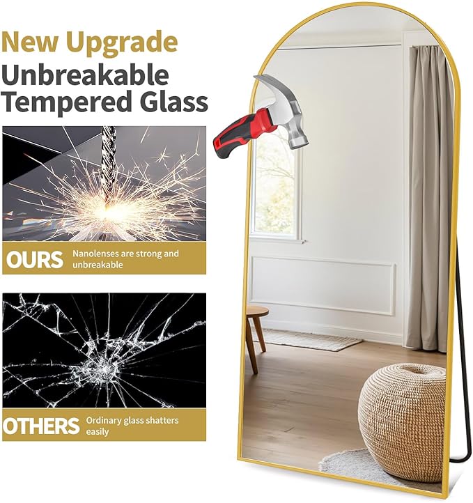 Dewfig Arched Full Length Mirror, Full Body Mirror - Image 8