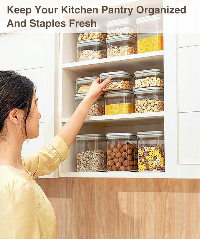 Melovom Large Pop Airtight Food Storage Containers Set with Lids, 4.2Qt Food Containers with Scoop, Kitchen Pantry Organization and Storage, BPA Free Stackable Cereal Container