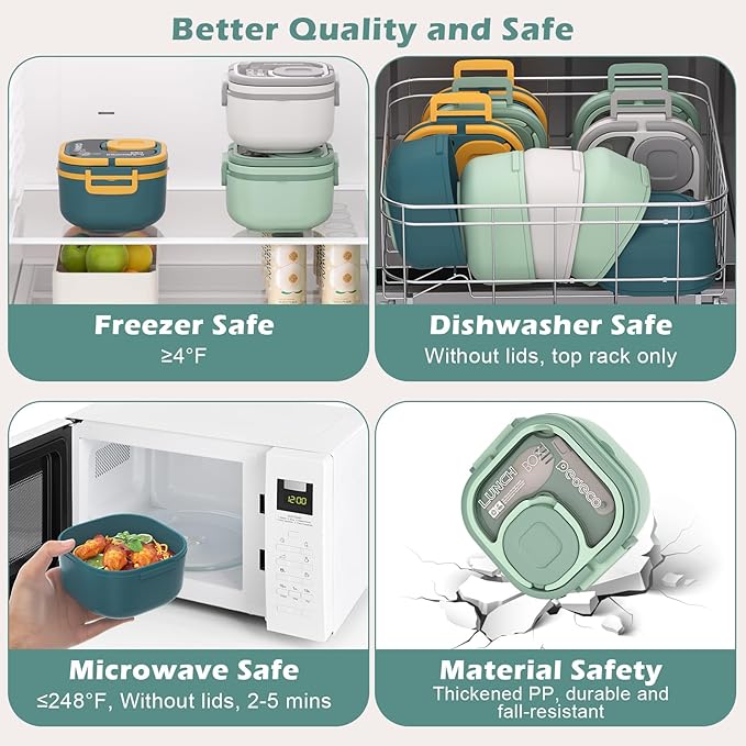 PEDECO Single-Layer Bento Lunch Box for Kids & Adults with Removable Stainless Steel Lunch Container,Dressing Container,BPA-Free,Dishwasher Safe - Includes Utensil(Blue,Non-Insulated)