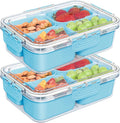 Small Snack Box Container, Divided Serving Tray with Lid, 4 Compartment Snack Box Container for Candy, Fruits, Charcuterie, Travel & Parties, BPA-Free, 2 Pack (Hand Wash Only)