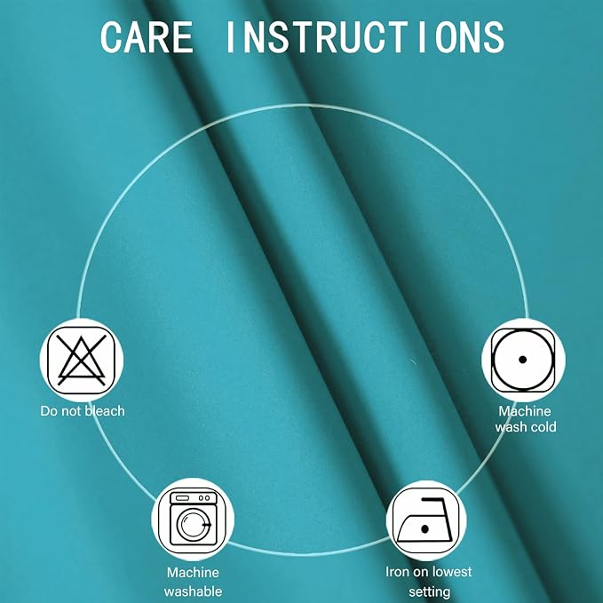 LEMOMO Blackout Curtains 66 x 54 Inch Long Teal Curtains Set of 2 Panels Room - Image 4