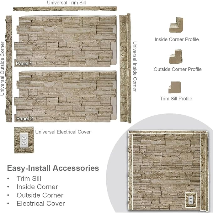 EverStone Acadia Ledge Faux Stone Panel, River Moss Color - Image 10