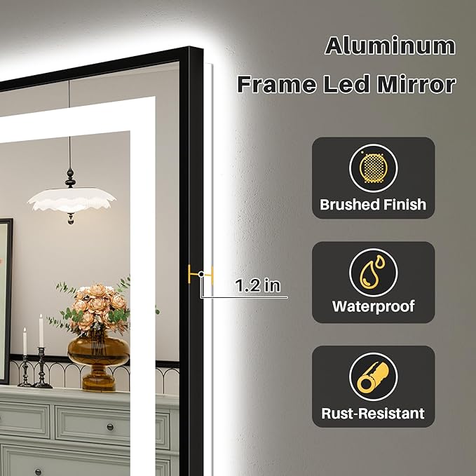66x36 Inch LED Bathroom Mirror - Image 6