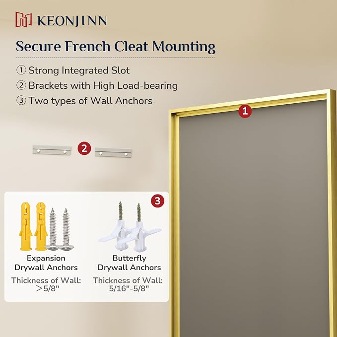 Keonjinn 60" x 36" Gold Bathroom Mirrors - Image 8