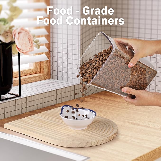 Pop Airtight Food Storage Containers Set with Lids, 6 Pcs Stackable One Button Opening Food Containers Kitchen Pantry Organization and Storage, BPA Free Stackable Cereal Container (0.5, 1.2, 1.8qt)*2