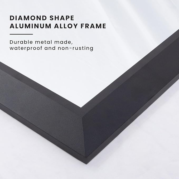 Amorho Bathroom Mirror Black, 50x36 Inch Thick Metal Framed Wall Mirrors - Image 6