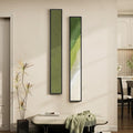 Long Narrow Framed Sage Green Vertical Abstract Wall Art Set, 2 Piece Modern by Cuspin