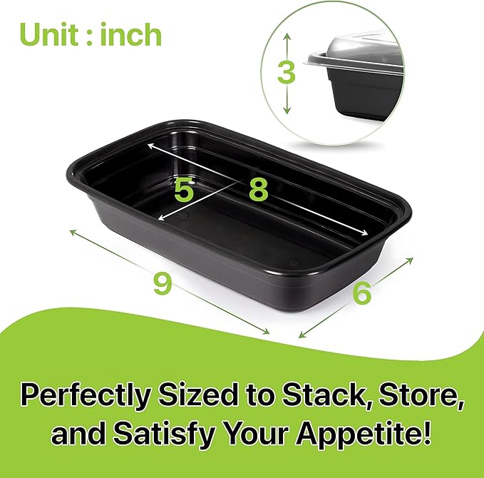 Meal Prep Containers [150 Set] 32 oz with Lids, 1 compartment, Stackable, Reusable, Leakproof, Food Safe, Microwave, Freezer & Dishwasher Safe for Food Prep Storage Bento Box (150 Set, 32 oz)