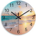 Blue Wall Clock Silent Glass Beach Wall Clock by Constantplanet%E6%97%97%E8%88%B0%E5%BA%97