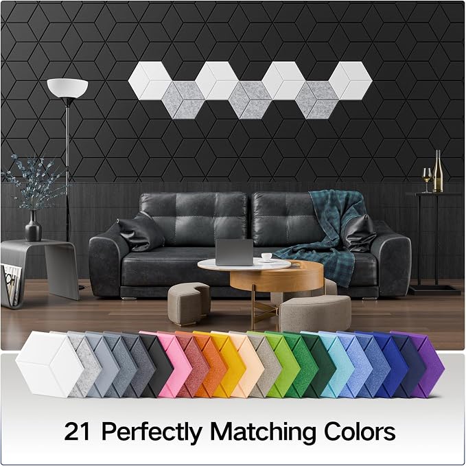 22 Pack Self-Adhesive Acoustic Panels 12" X 10" X 0.4" - Image 6