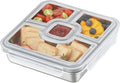 BEFOY Stainless Steel Snack Containers with Lids 4 Pack Lunchable Meal Prep Containers Reusable Meal Prep Lunch Containers for Adult Divided Stackable Bento Lunch Box for Home Travel (1, Gray, Large)