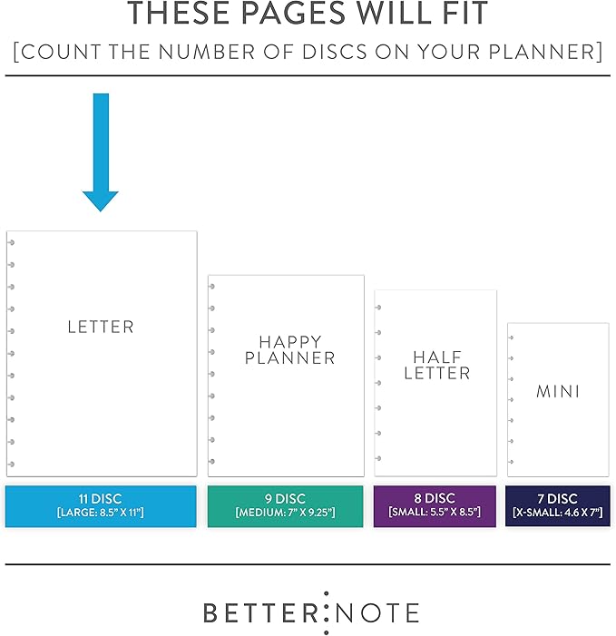 BetterNote Skinny Menu Grocery List Refills for Discbound Notebooks, Fits Levenger Circa, Happy Planner, TUL, Staples Arc, InkWell Press, Half Sheet Page, Classic (11-Disc, 4.25"x11")