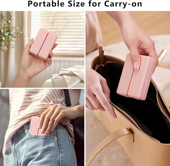 FYY Daily Pill Organizer, 7 Compartments Portable Pill Case Travel Pill Organizer,[Folding Design] Pill Box for Purse Pocket to Hold Vitamins,Cod Liver Oil,Supplements and Medication-Pink