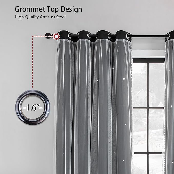 XiDi Grommet Blackout Curtains for Bedroom & Living Room, Unicorn Pattern - Image 4
