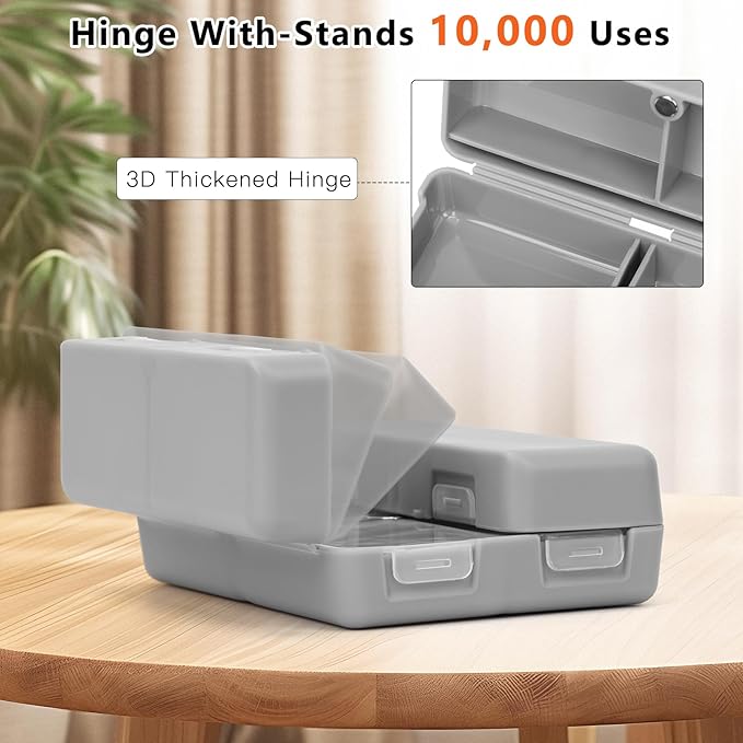 FYY Daily Pill Organizer, 7 Compartments Portable Pill Case Travel Pill Organizer,[Folding Design] Pill Box for Purse Pocket to Hold Vitamins,Cod Liver Oil,Supplements and Medication-Grey