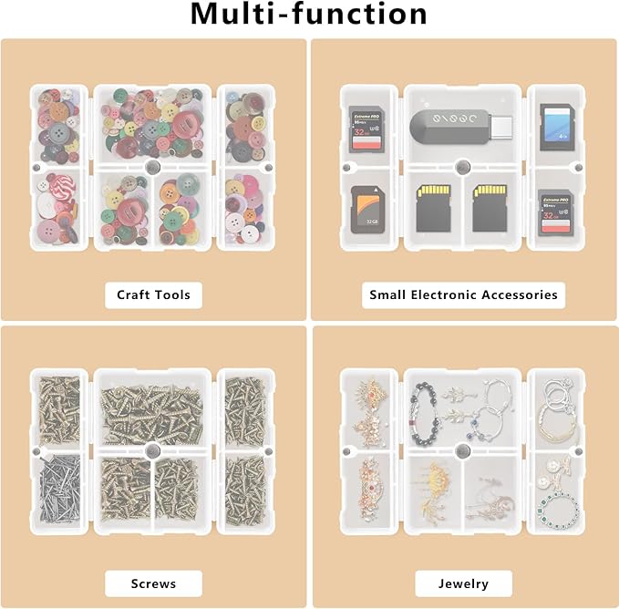 FYY Daily Pill Organizer, 7 Compartments Portable Pill Case Travel Pill Organizer,[Folding Design] Pill Box for Purse Pocket to Hold Vitamins,Cod Liver Oil,Supplements and Medication-Clear