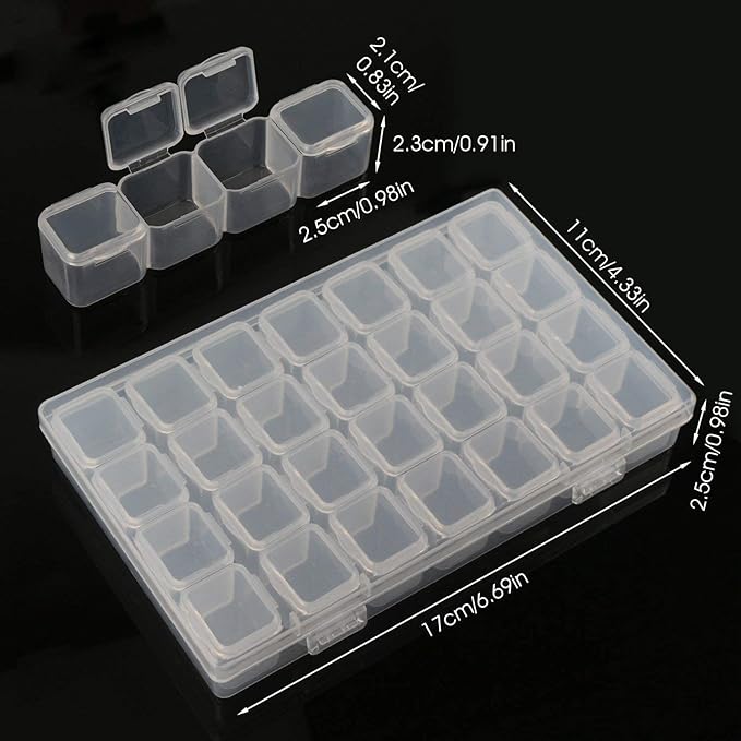 Gem Organizer, Segbeauty Clear Bead Container 28 Compartments with Secure Lids, Removable Tiny Jewelry Storage Box, Transparent Jewelry Organizer for Seeds Craft Making Accessories
