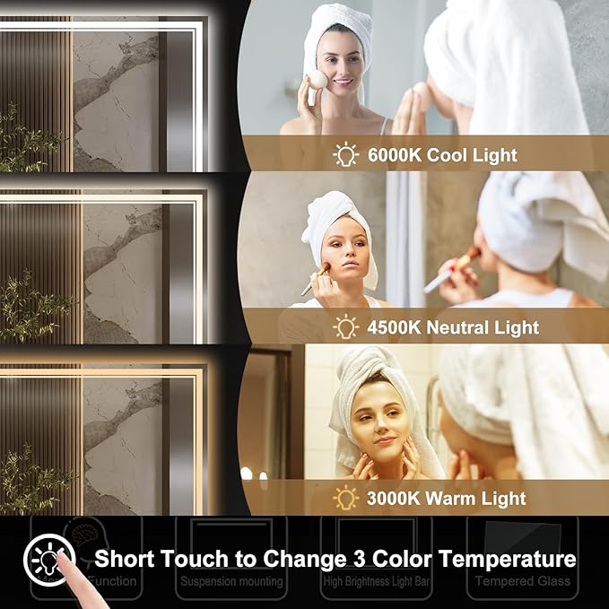 Ratsamee 72x40 Inch LED Bathroom Mirror - Image 3