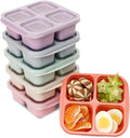 6 Pack Snack Containers, 4 Compartment Snack Box Containers Bento Box, Reusable Meal Prep Lunch Containers for Adults Kids Toddler, Divided Food Containers for Travel Work School