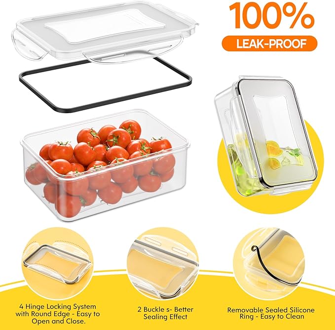 52 PCS Food Storage Containers with Lids Airtight (26 Lids & 26 Containers)- Reusable Plastic Leakproof Meal-Prep Container for Kitchen Storage Organization Microwave/Dishwasher Safe with Labels & Pen