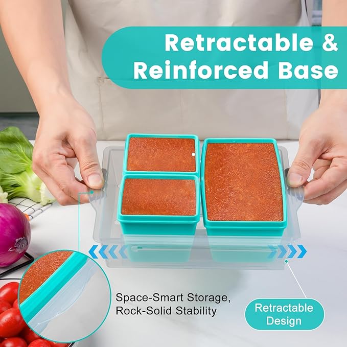 Gemice BPA-Free Silicone Freezer Molds with Base, Individual 6-Pack 1-Cup & 2-Cup Portion Soup Cubes Freezer Tray with Lids for Food Storage, Dishwasher Safe, Silicone Freezer Containers for Meal Prep