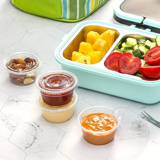 [650 Sets - 2 Oz ] Jello Shot Cups, Small Plastic Containers with Lids, Airtight and Stackable Portion Cups, Salad Dressing Container, Dipping Sauce Cups, Condiment Cups for Lunch, Party to Go, Trips