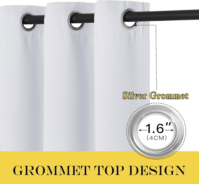 NICETOWN Greyish White Sliding Door Curtain 118 inch Length, Grommet Room - Image 3
