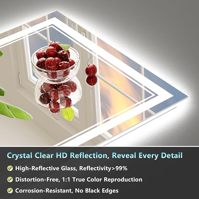 24x32 LED Bathroom Mirror with Lights, Backlit and Front Lit Anti-Fog Lighted - Image 8