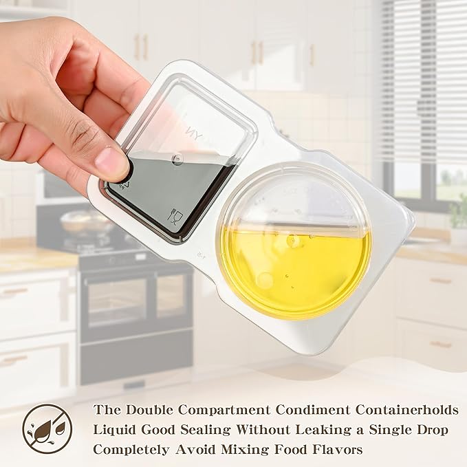 20 sets Reusable Snack Containers 2 Compartment Condiment Container With Lids Snackle Box Container Portion Control for Refrigeration Sauce,Outdoor Takeaway,Travel