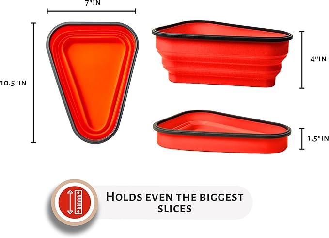 PIZZA PACK The Perfect Reusable Pizza Storage Container with 5 Microwavable Serving Trays - BPA-Free Adjustable Pizza Slice Container to Organize & Save Space, 3 Pack, Red, White, Blue