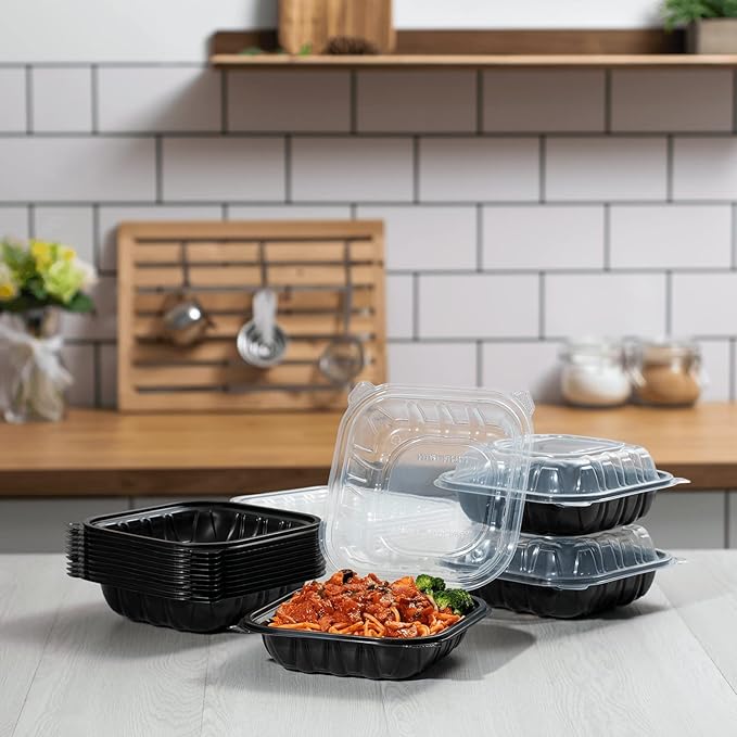 Karat Premium PP Hinged Container [150 ct], Take Out Food Containers - Case (8"x8", 1 compartment)