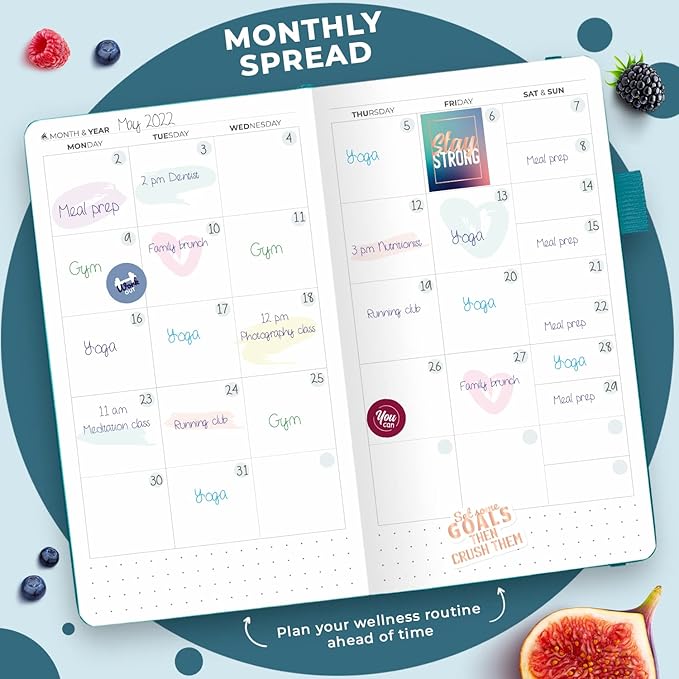 Clever Fox Wellness Planner - Weekly & Daily Health and Wellness Log, Food Journal & Meal Planner Diary for Calorie Counting, Notebook for Medical Condition Tracking – Pocket size (Aquamarine)