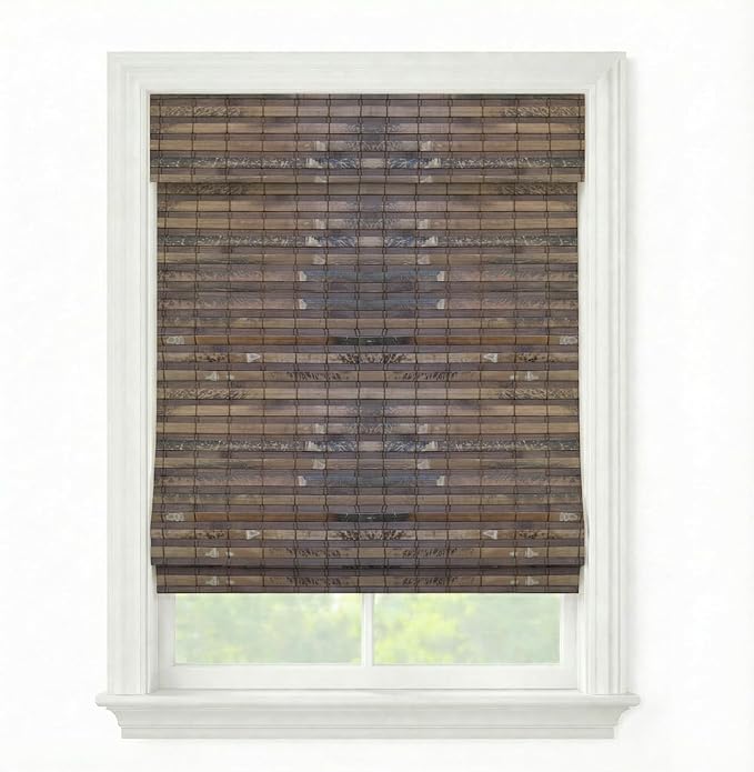Cordless Woven Wood Roman Shades, 35W x 72H, Hatteras Cocoa, Sizes 20-72 Wide by FirstRateBlinds