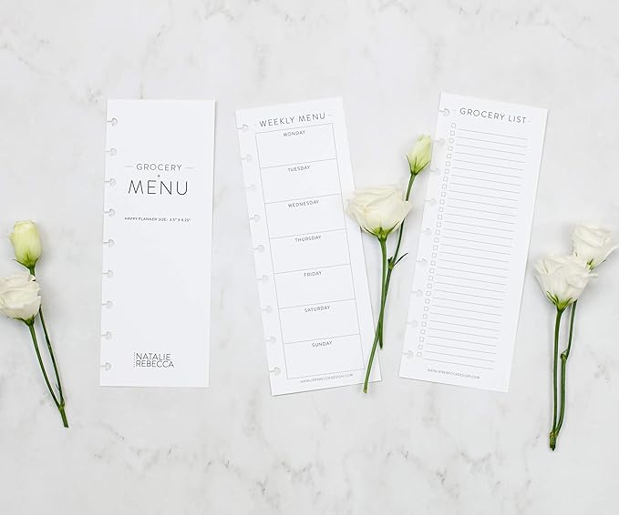 BetterNote Skinny Menu Grocery List Refills for Disc Notebooks, Fits Levenger Circa, Happy Planner, TUL, Staples Arc, InkWell Press, Half Sheet Page, Classic (9-Disc, 3.5"x9.25")