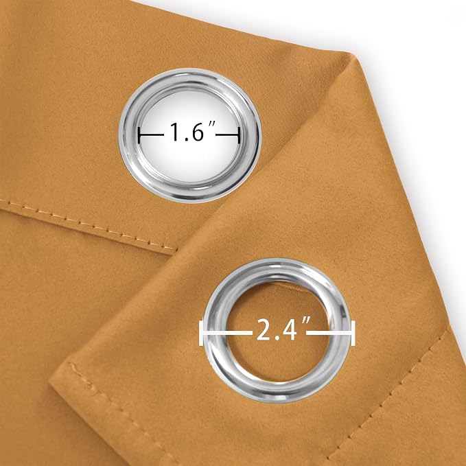 LEMOMO Mustard Yellow Thermal Blackout Curtains/42 x 84 Inch/Set of 2 Panels - Image 5