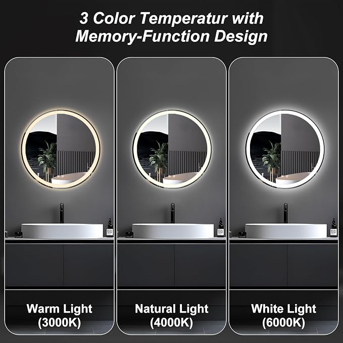Sweetcrispy 28 Inch Round LED Bathroom Mirror - Image 5