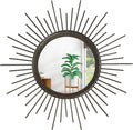 Large Spoked Sunburst Wall Mirror Boho Home Decor Round Wall Art Mirror Modern by HLFMVWE