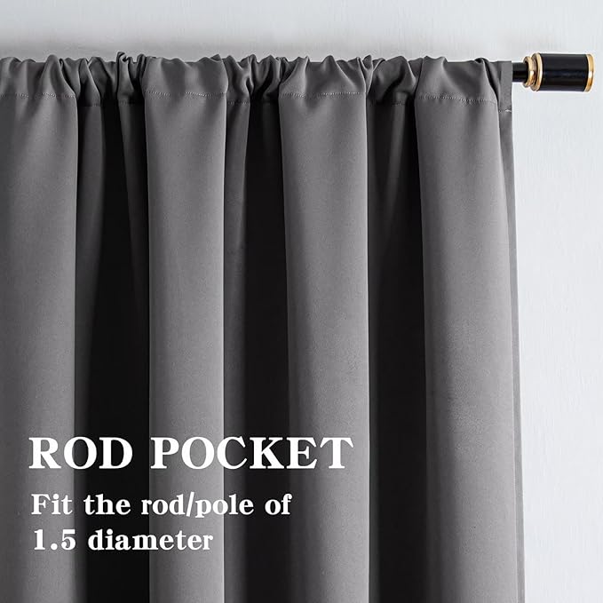 IGEMAEVE Blackout Curtains 72 Inch Length 2 Panels Set, Rod Pocket Energy - Image 2