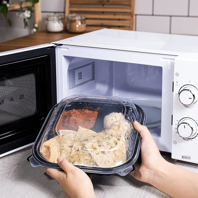 Karat Premium PP Hinged Container, Take Out Food Containers - Case (10.25"x9", 3 compartments)