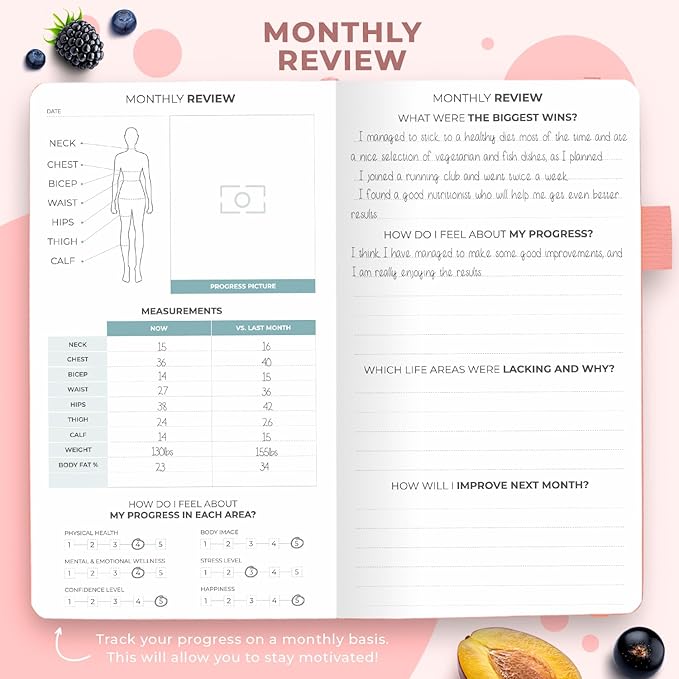 Clever Fox Wellness Planner - Weekly & Daily Health and Wellness Log, Food Journal & Meal Planner Diary for Calorie Counting, Notebook for Medical Condition Tracking – Pocket size (Light Pink)