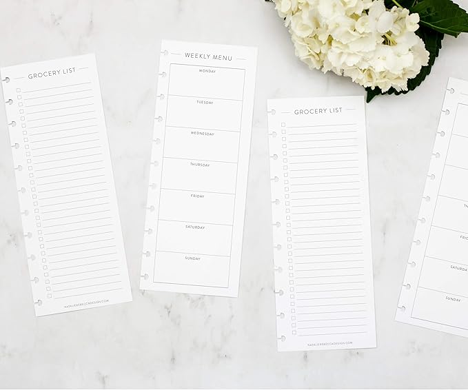 BetterNote Skinny Menu Grocery List Refills for Discbound Notebooks, Fits Levenger Circa, Happy Planner, TUL, Staples Arc, InkWell Press, Half Sheet Page, Classic (11-Disc, 4.25"x11")