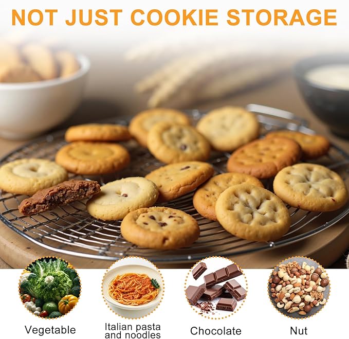 4-Tier Stackable Cookie Storage Container with Lids & Handle, White Cookie Storage, Airtight Plastic Food Organizer for Dumplings, Wonton, Donuts, Snacks, Fridge & Pantry Organization