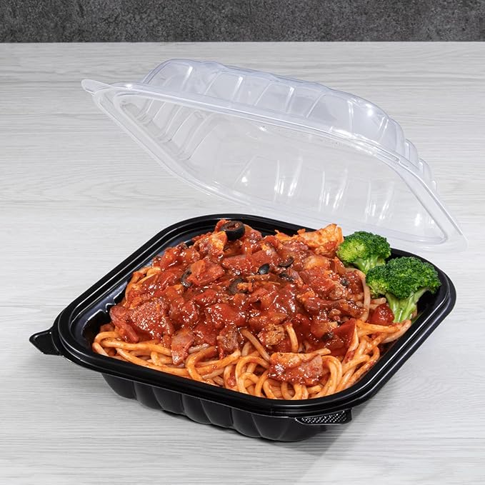 Karat Premium PP Hinged Container [150 ct], Take Out Food Containers - Case (8"x8", 1 compartment)