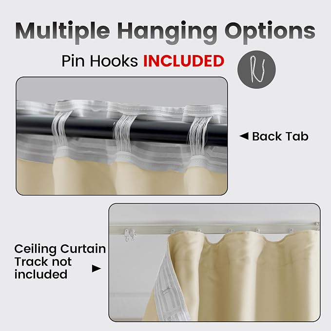 Room Divider Curtains, Back Tab Blackout Ceiling Track Curtains - Image 2